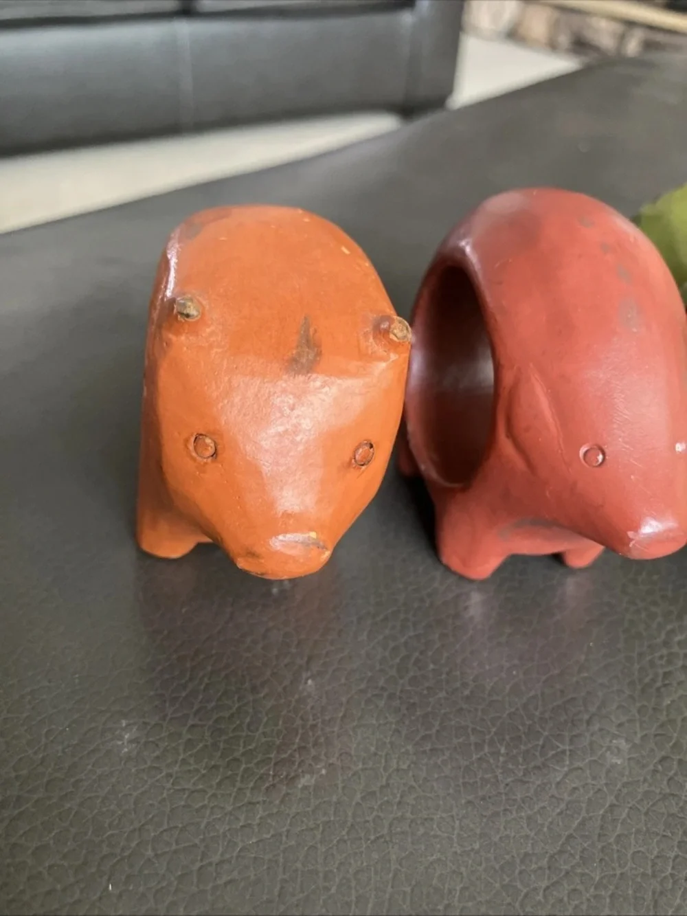 Colorful Ceramic Animal Napkin Rings — Orange, Red, Green, Yellow